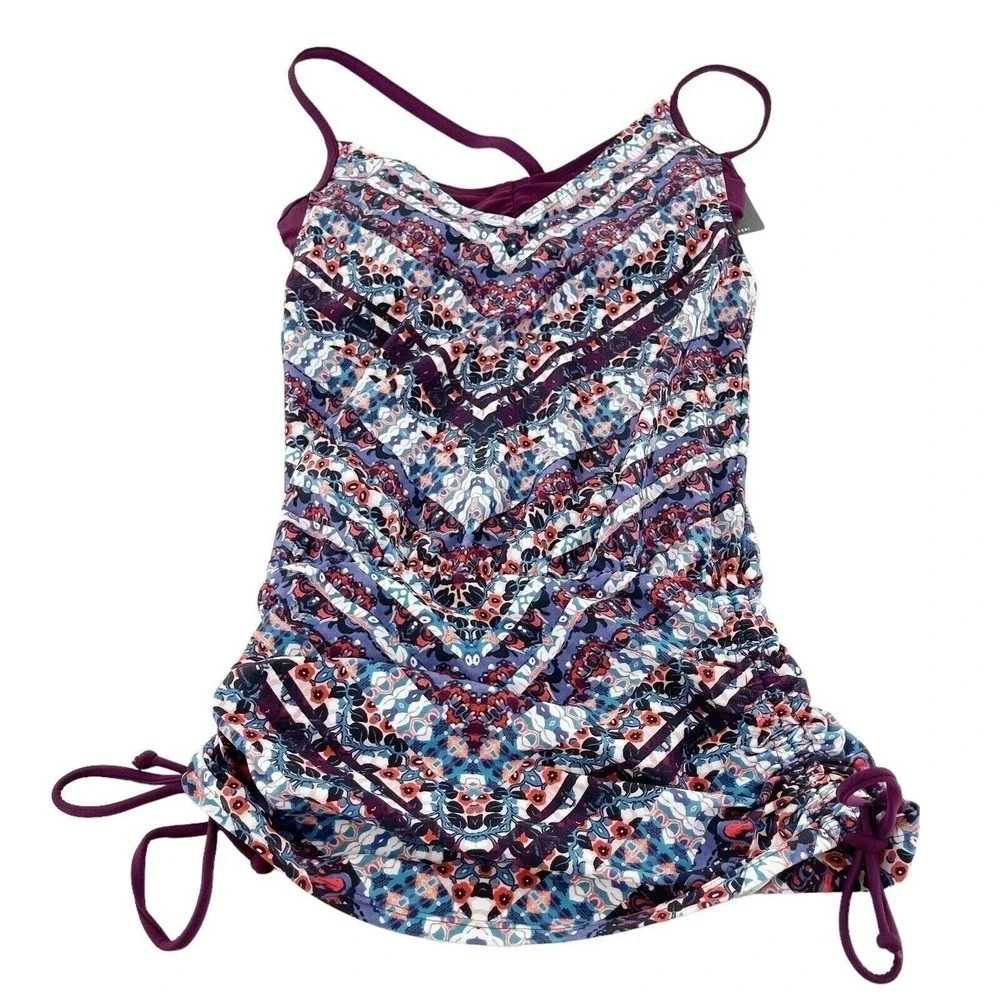 Athleta‎ Marrakesh Side Scrunch Tankini 32D/DD Quick Dry Lycra UPF 50+ Swim Top